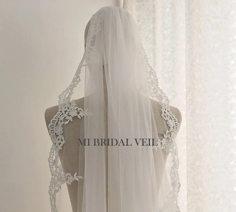 Cathedral Venice Lace Wedding Veil, Crochet Lace Bridal Veil, Mi Bridal
