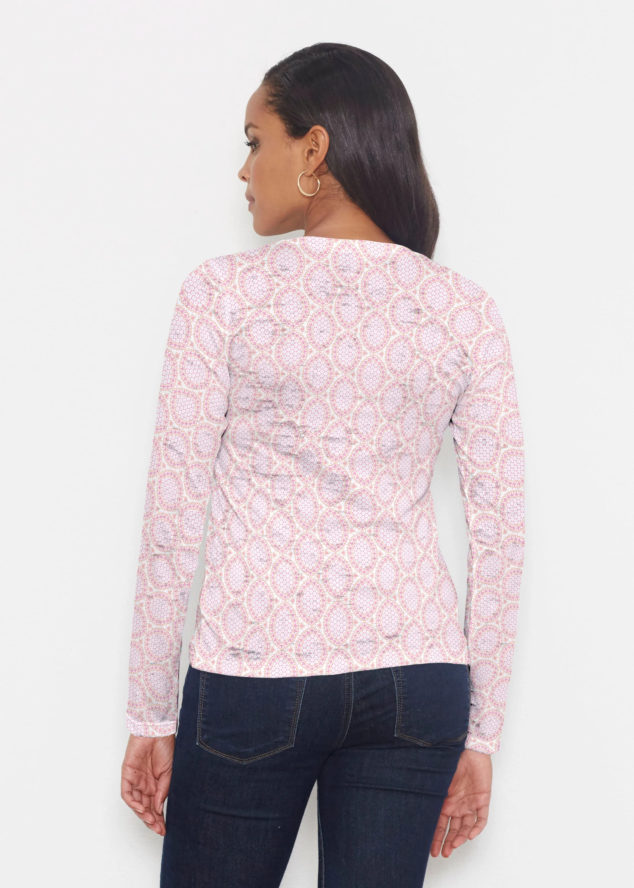 Coastal Lace Pink (7757) ~ Signature Long Sleeve Crew Shirt