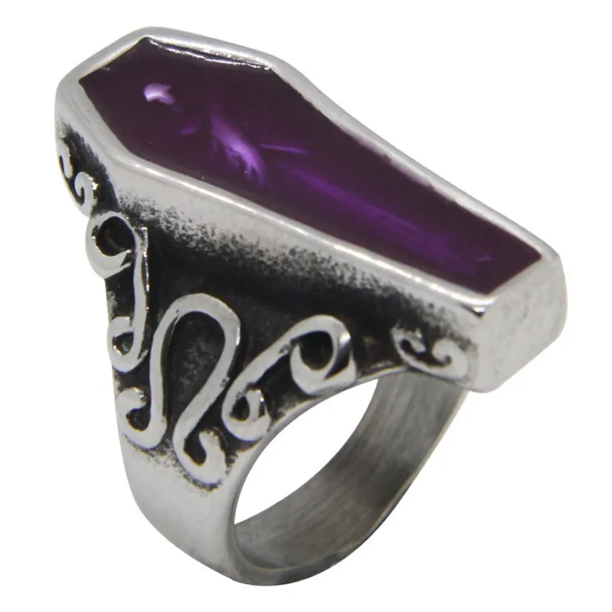 Coffin Ring Purple Stainless Steel 316L