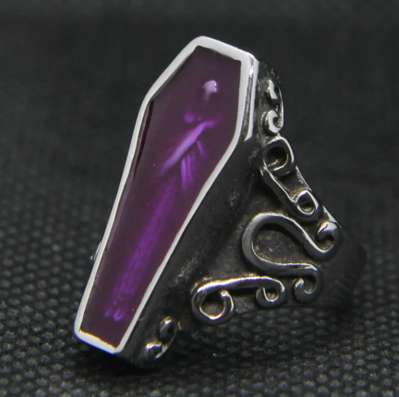 Coffin Ring Purple Stainless Steel 316L