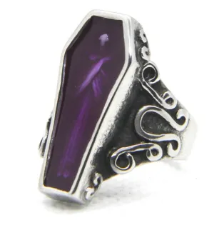 Coffin Ring Purple Stainless Steel 316L