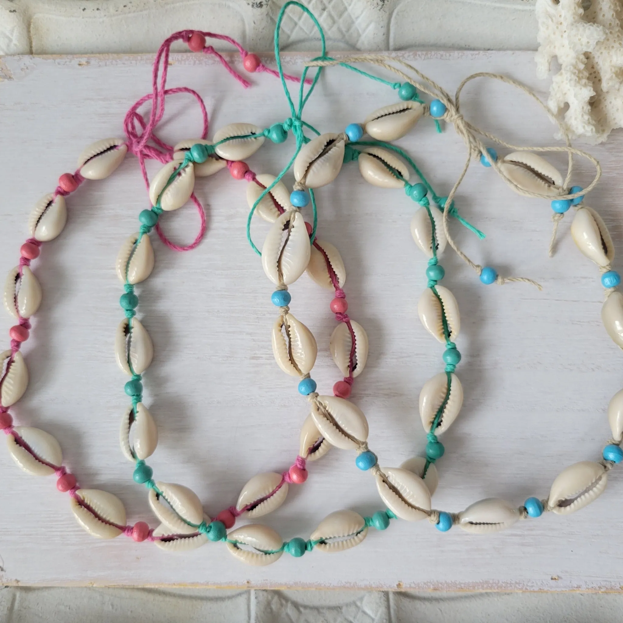 Colored Puka Shell & Bead Jewelry - Necklace, Bracelet or Anklet Options