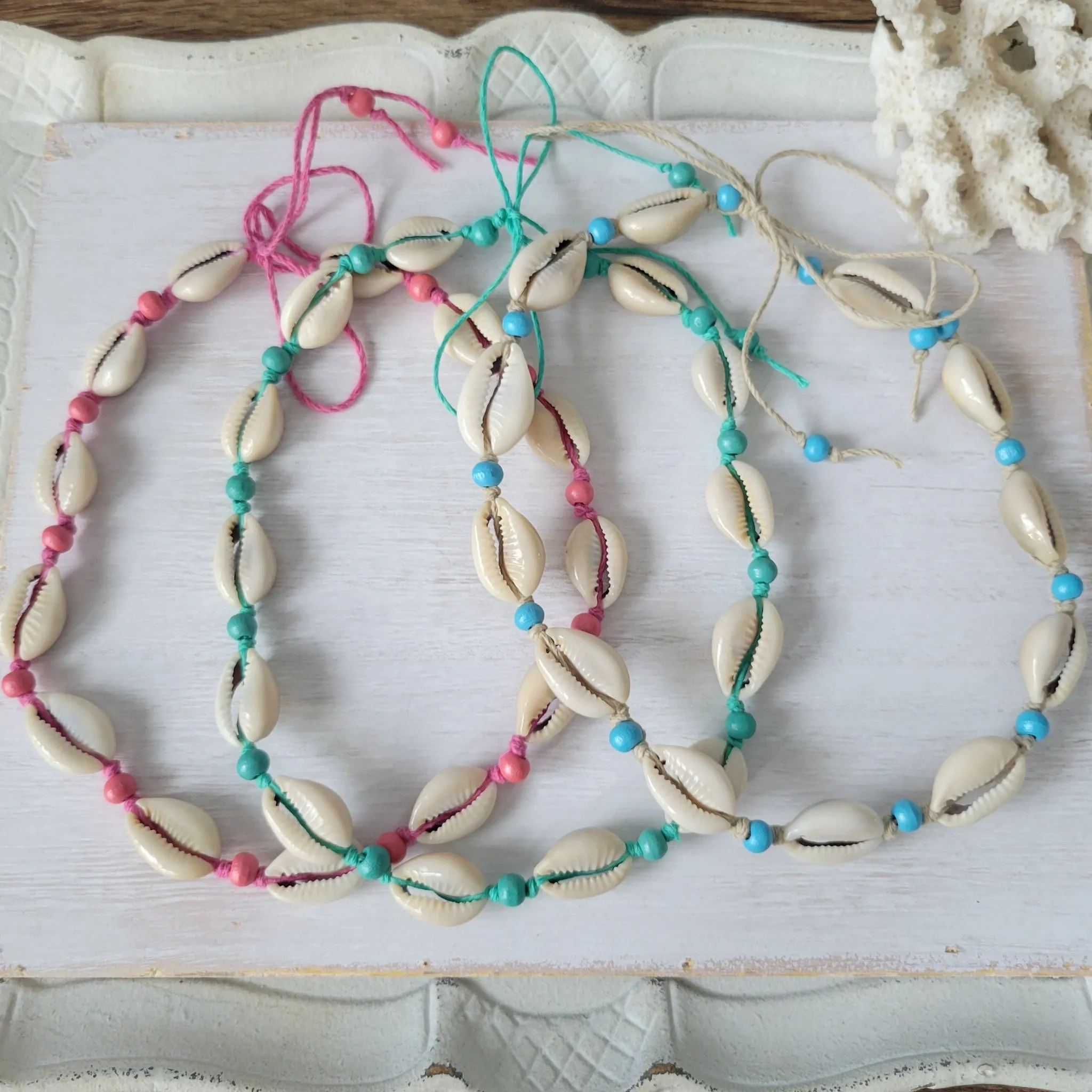 Colored Puka Shell & Bead Jewelry - Necklace, Bracelet or Anklet Options