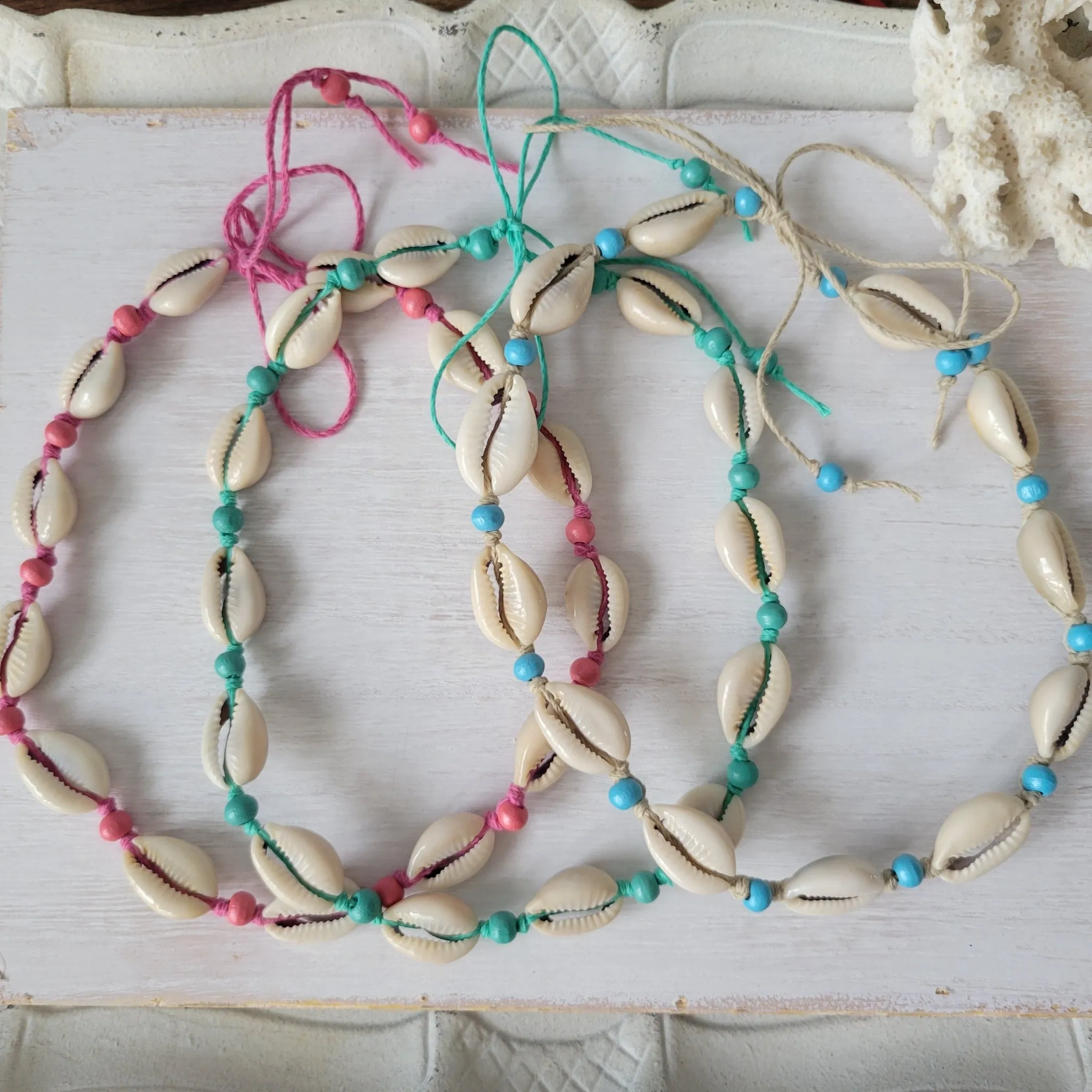 Colored Puka Shell & Bead Jewelry - Necklace, Bracelet or Anklet Options
