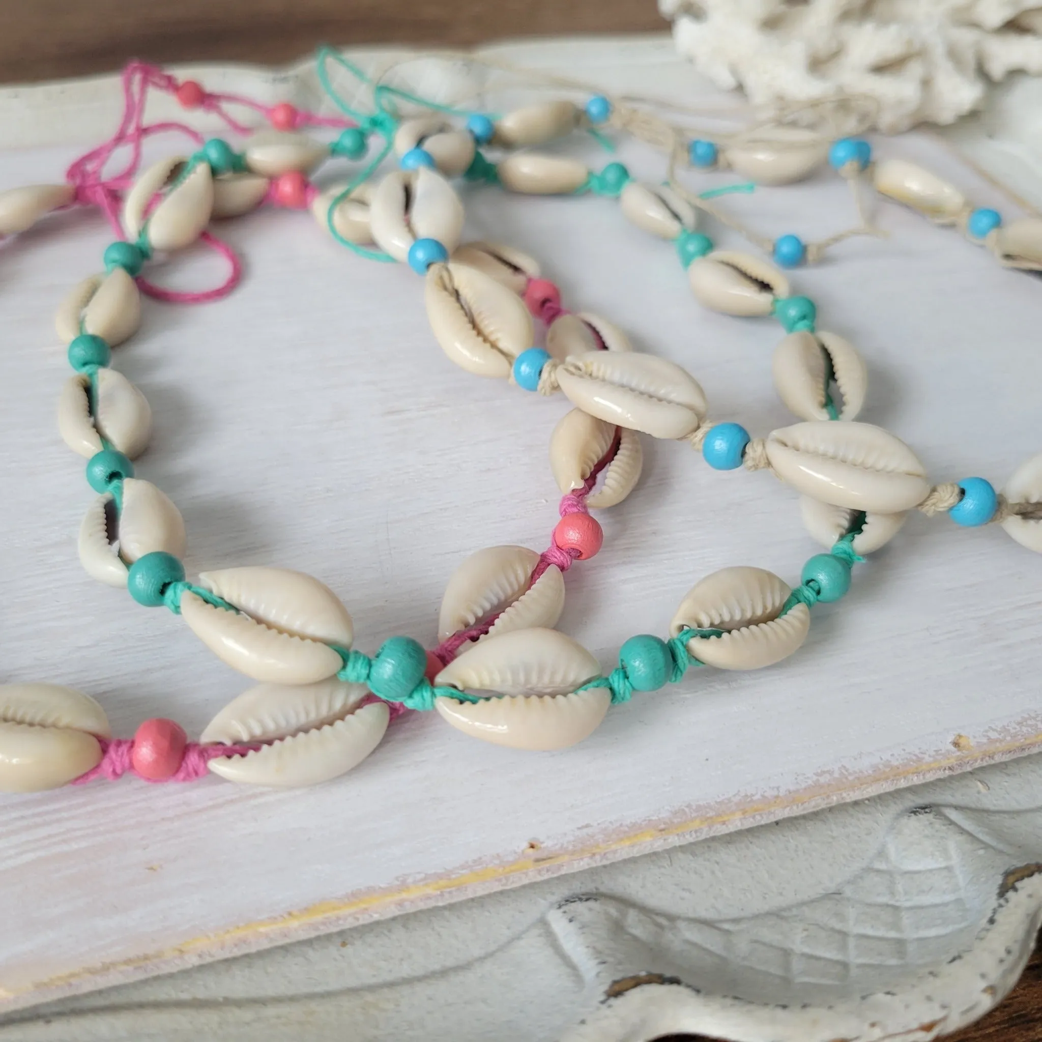 Colored Puka Shell & Bead Jewelry - Necklace, Bracelet or Anklet Options