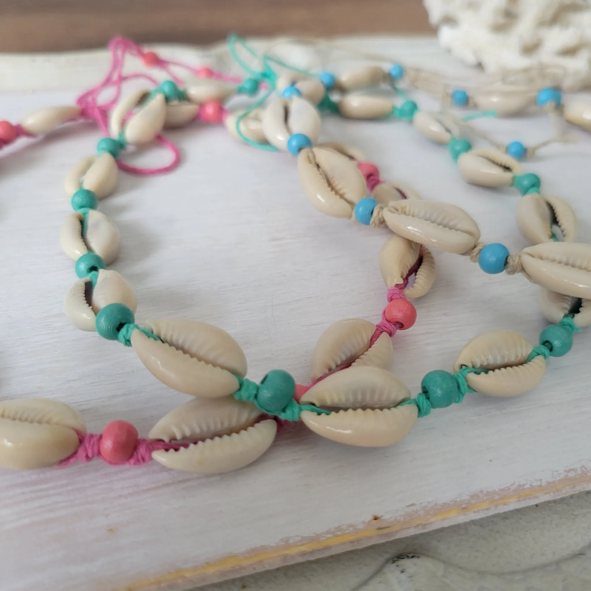 Colored Puka Shell & Bead Jewelry - Necklace, Bracelet or Anklet Options