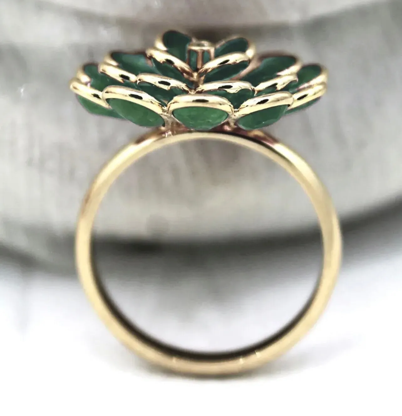 Copy of Flower Emerald Diamond Fine Ring 18k Solid Yellow