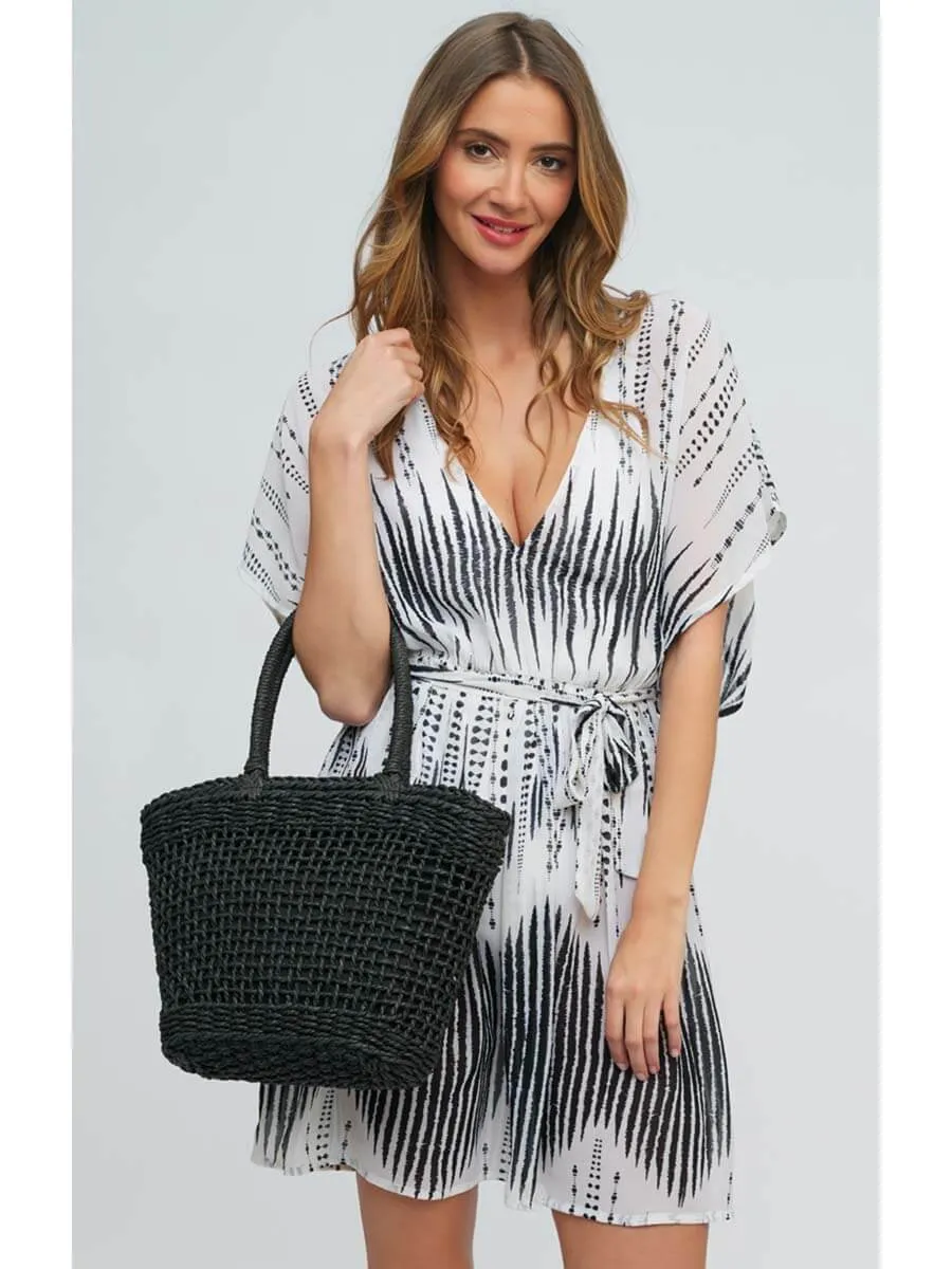 Corsica Dress in Black/White