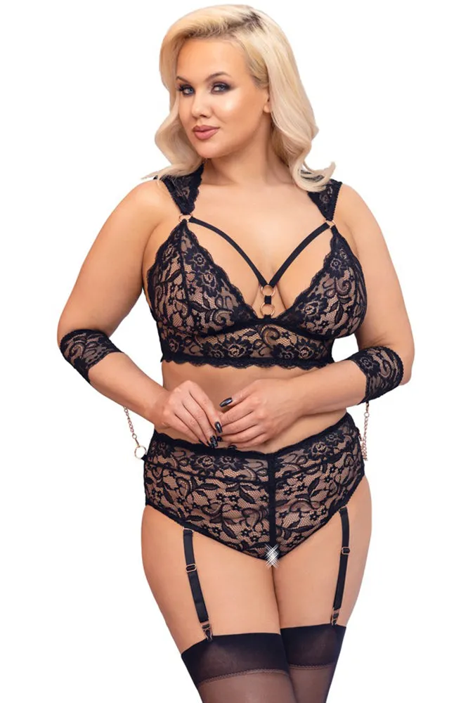 Cottelli Bondage Plus Size Lace Lingerie Set