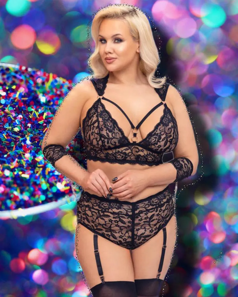 Cottelli Bondage Plus Size Lace Lingerie Set
