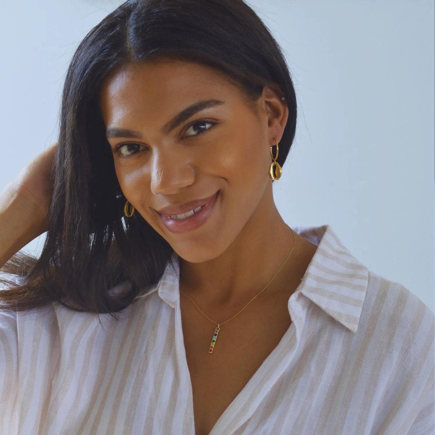 Cowrie Shell Hoop Earrings 18k Gold Over Sterling Silver