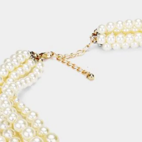 Cream Pearl (faux) Necklace & Earring Set