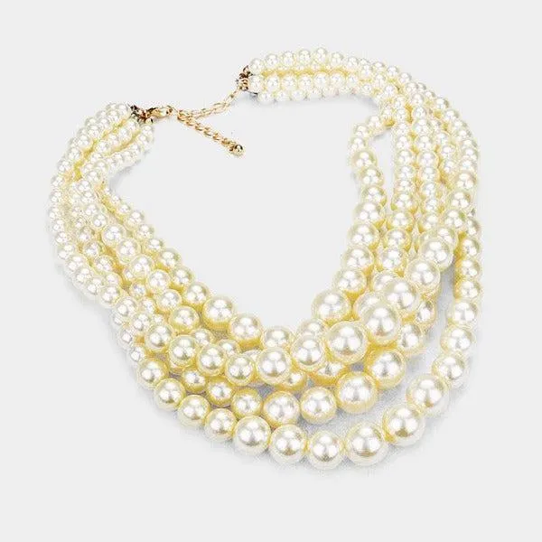 Cream Pearl (faux) Necklace & Earring Set