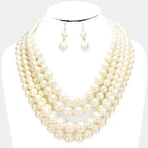 Cream Pearl (faux) Necklace & Earring Set