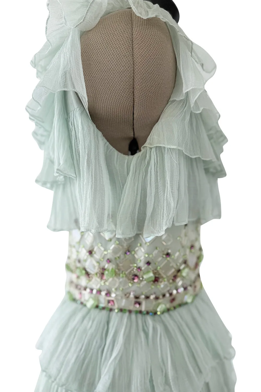 Cruise 2009 Christian Dior by John Galliano Beaded Sea Foam Green Ruffle Dress