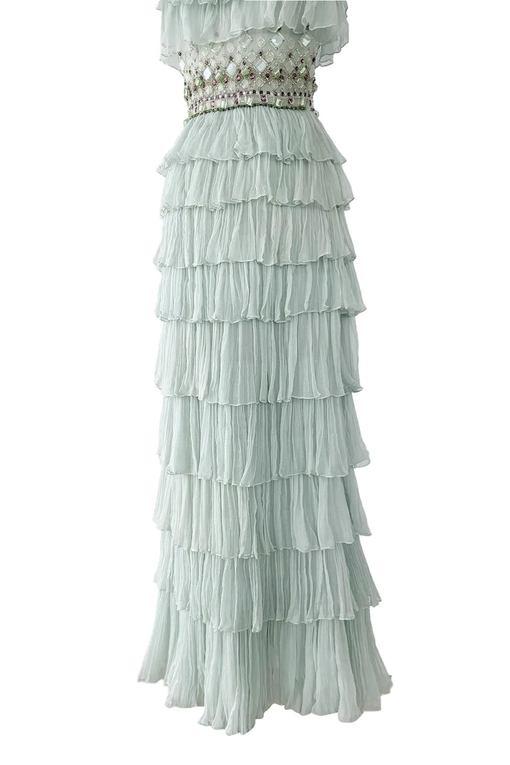 Cruise 2009 Christian Dior by John Galliano Beaded Sea Foam Green Ruffle Dress