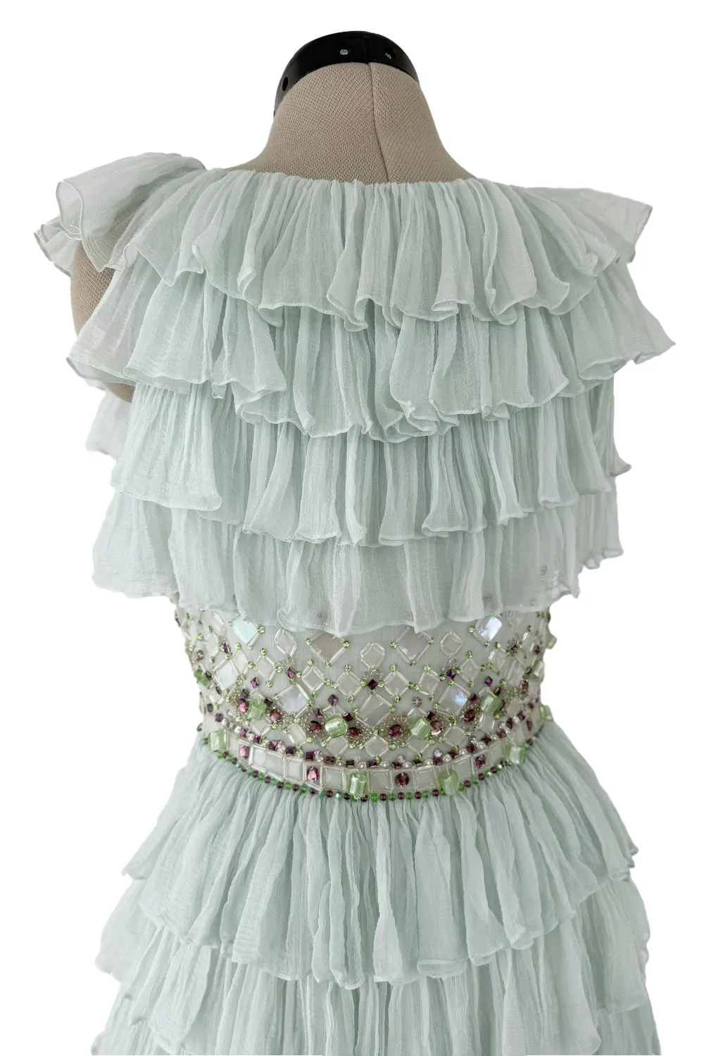 Cruise 2009 Christian Dior by John Galliano Beaded Sea Foam Green Ruffle Dress