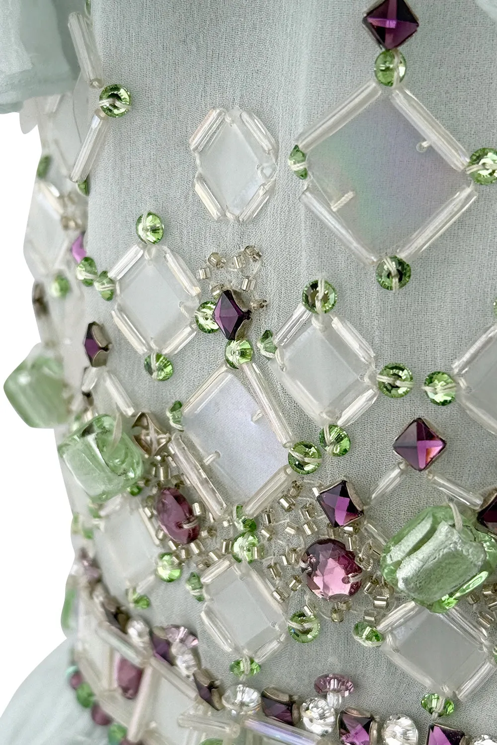 Cruise 2009 Christian Dior by John Galliano Beaded Sea Foam Green Ruffle Dress