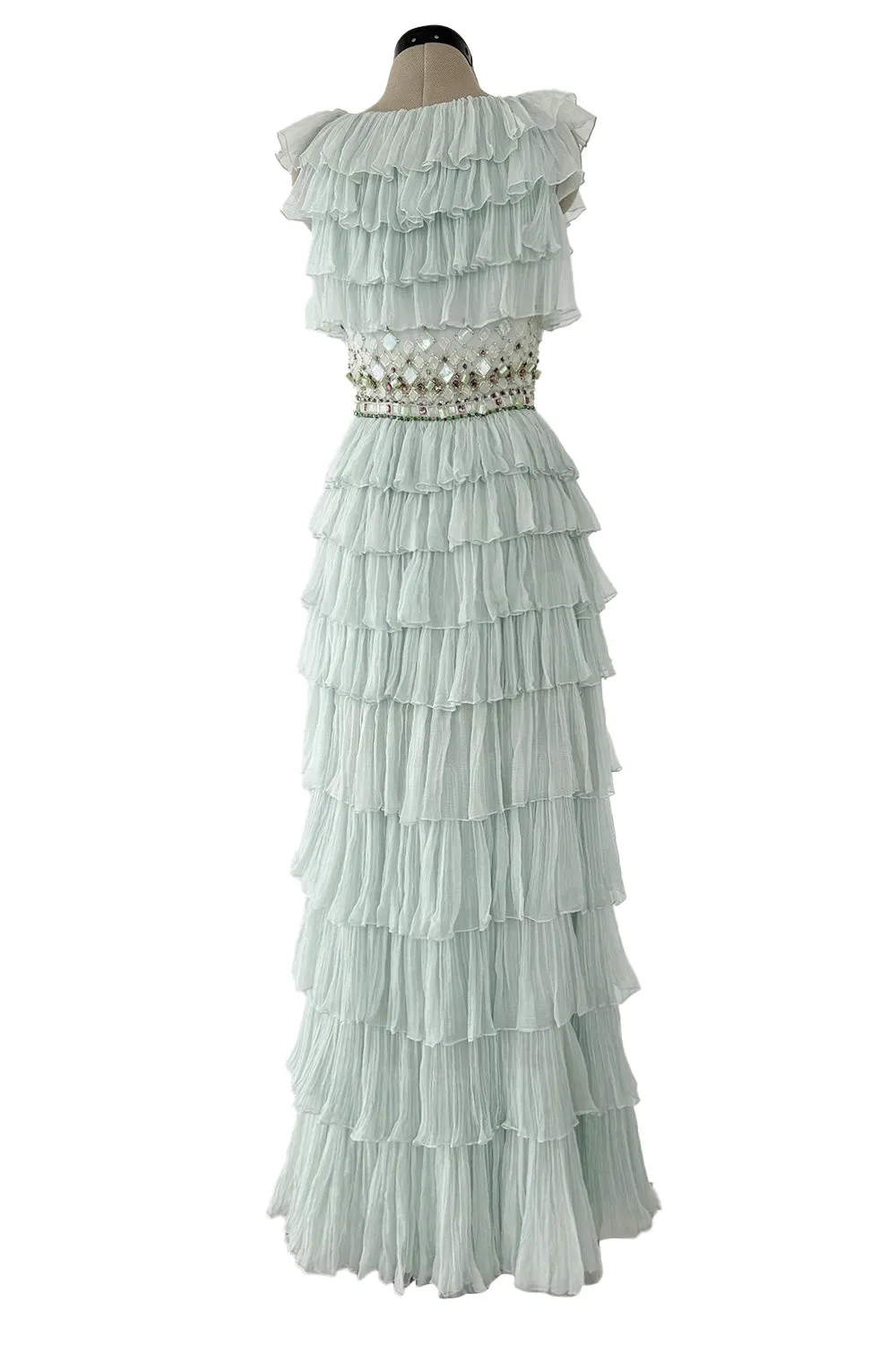 Cruise 2009 Christian Dior by John Galliano Beaded Sea Foam Green Ruffle Dress
