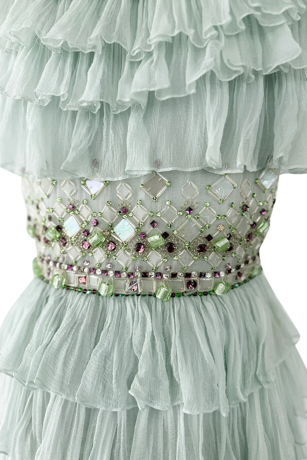 Cruise 2009 Christian Dior by John Galliano Beaded Sea Foam Green Ruffle Dress