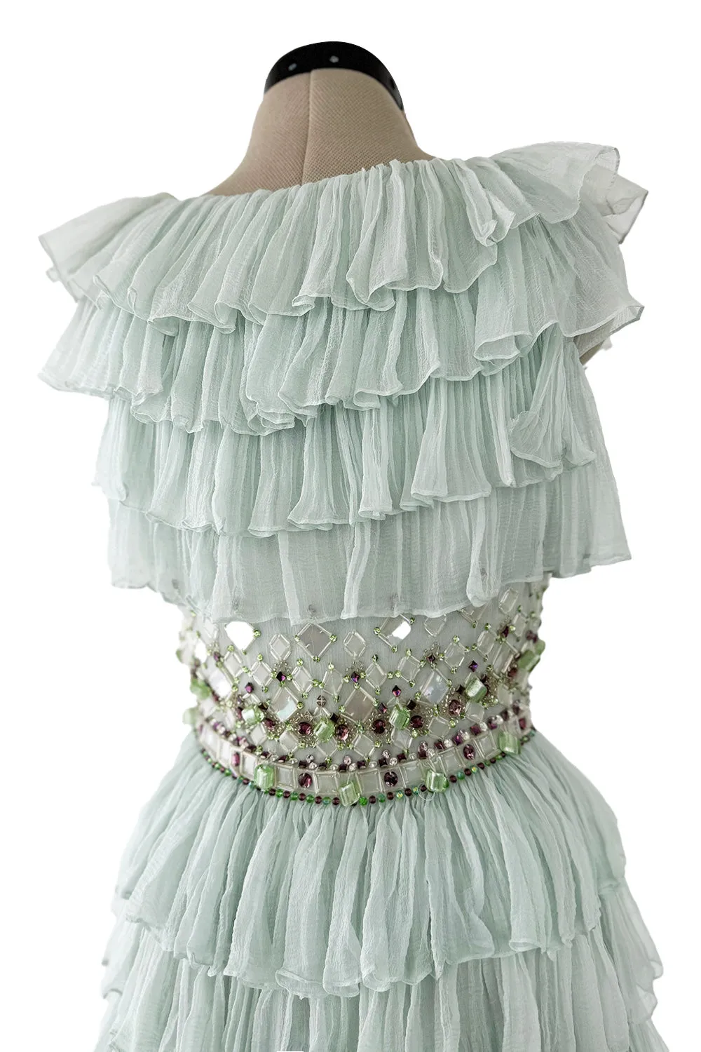 Cruise 2009 Christian Dior by John Galliano Beaded Sea Foam Green Ruffle Dress