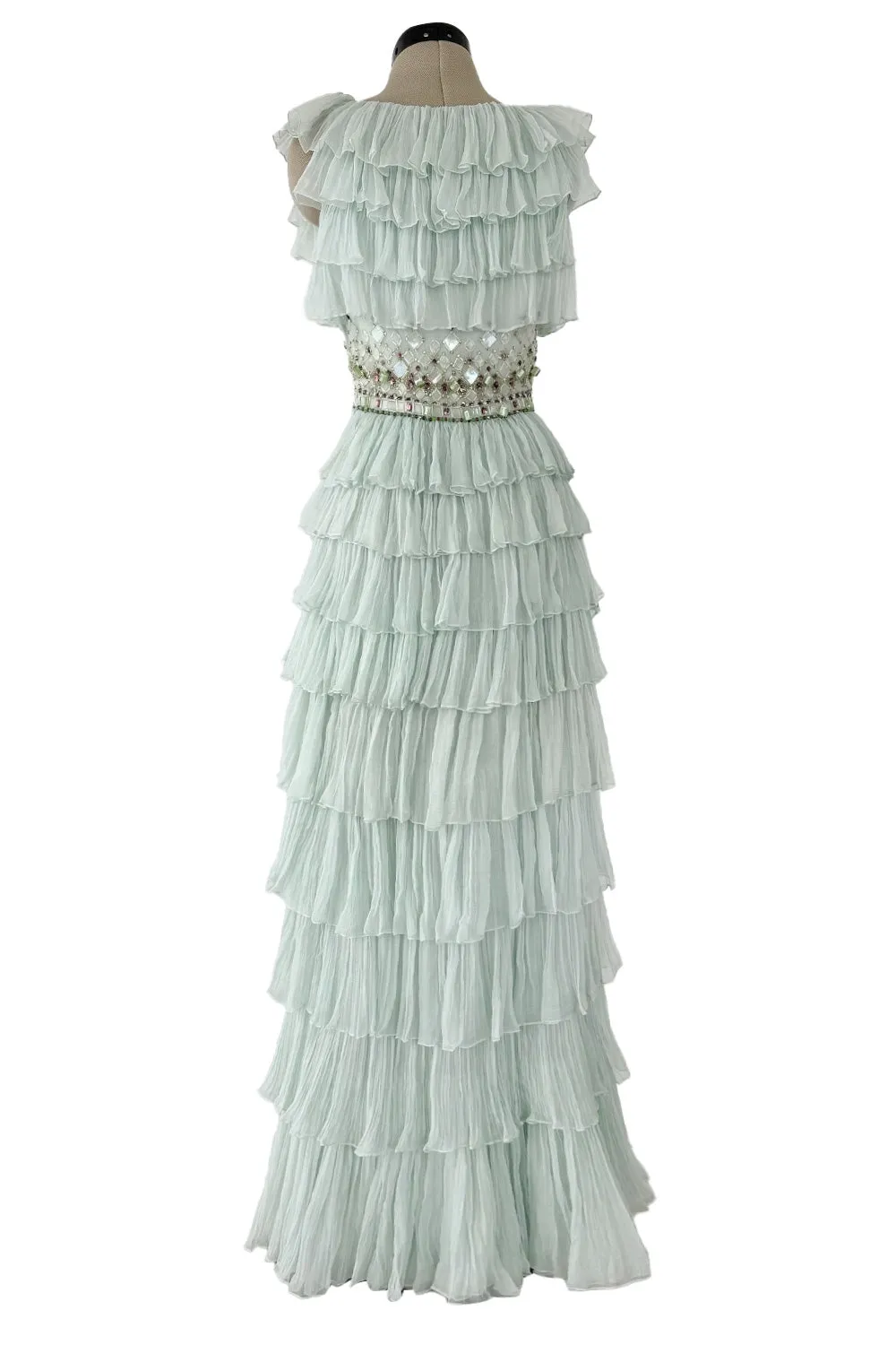 Cruise 2009 Christian Dior by John Galliano Beaded Sea Foam Green Ruffle Dress