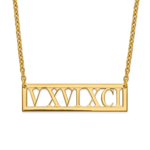 Cut Out Roman Numeral 10x38mm Bar Necklace