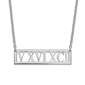 Cut Out Roman Numeral 10x38mm Bar Necklace