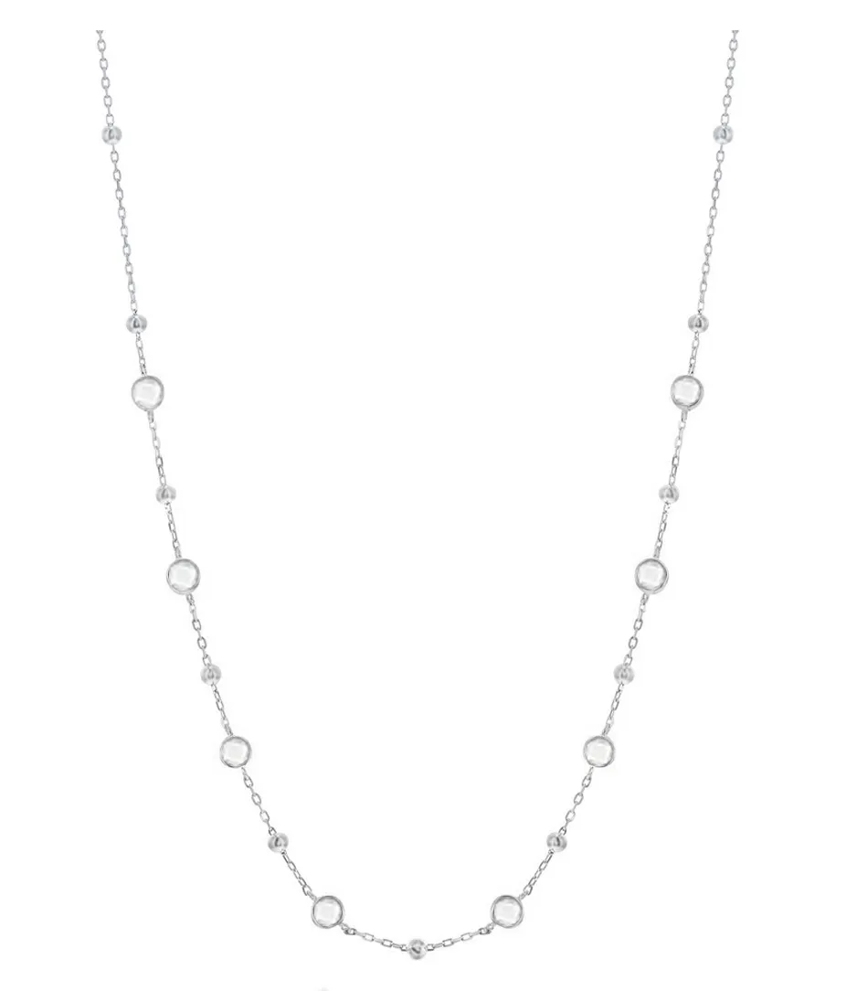 CZ Bezel Bead Chain Necklace