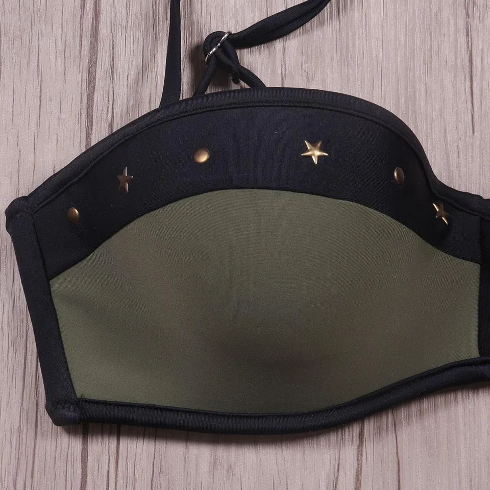 Daidre Green Patchwork Bikini