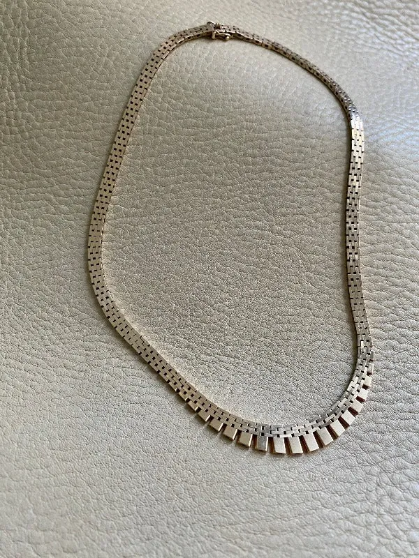 Dazzling 30g Danish gold brick link necklace - Cleopatra link, solid 14k gold - 1960s