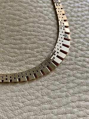Dazzling 30g Danish gold brick link necklace - Cleopatra link, solid 14k gold - 1960s