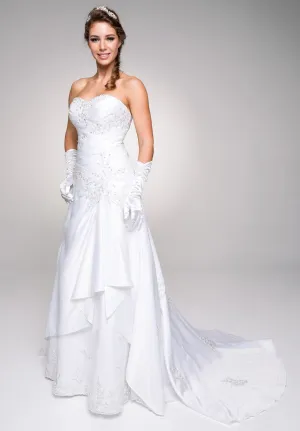 DeKlaire Bridal 328 Sweetheart Neckline Embroidered Wedding Gown with Drapes