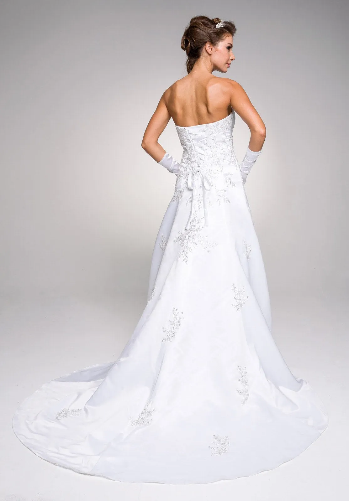 DeKlaire Bridal 328 Sweetheart Neckline Embroidered Wedding Gown with Drapes