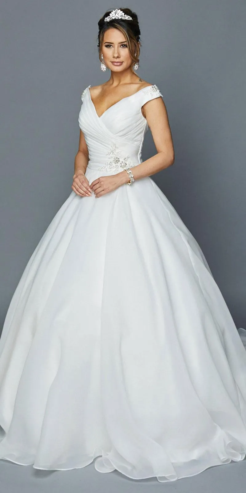 DeKlaire Bridal 397 Lace-Up Back V-Neck Wedding Ball Gown