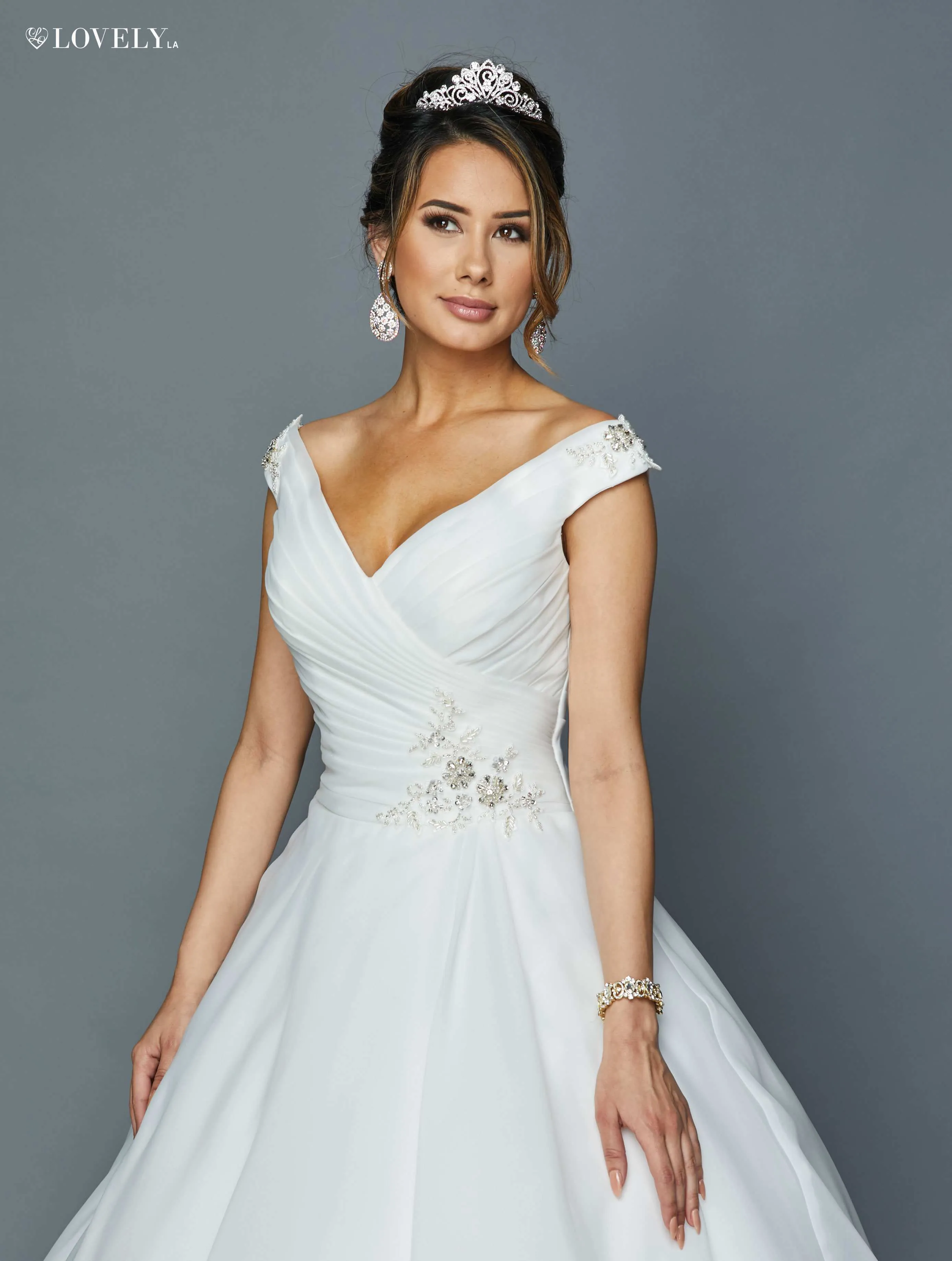 DeKlaire Bridal 397 Lace-Up Back V-Neck Wedding Ball Gown