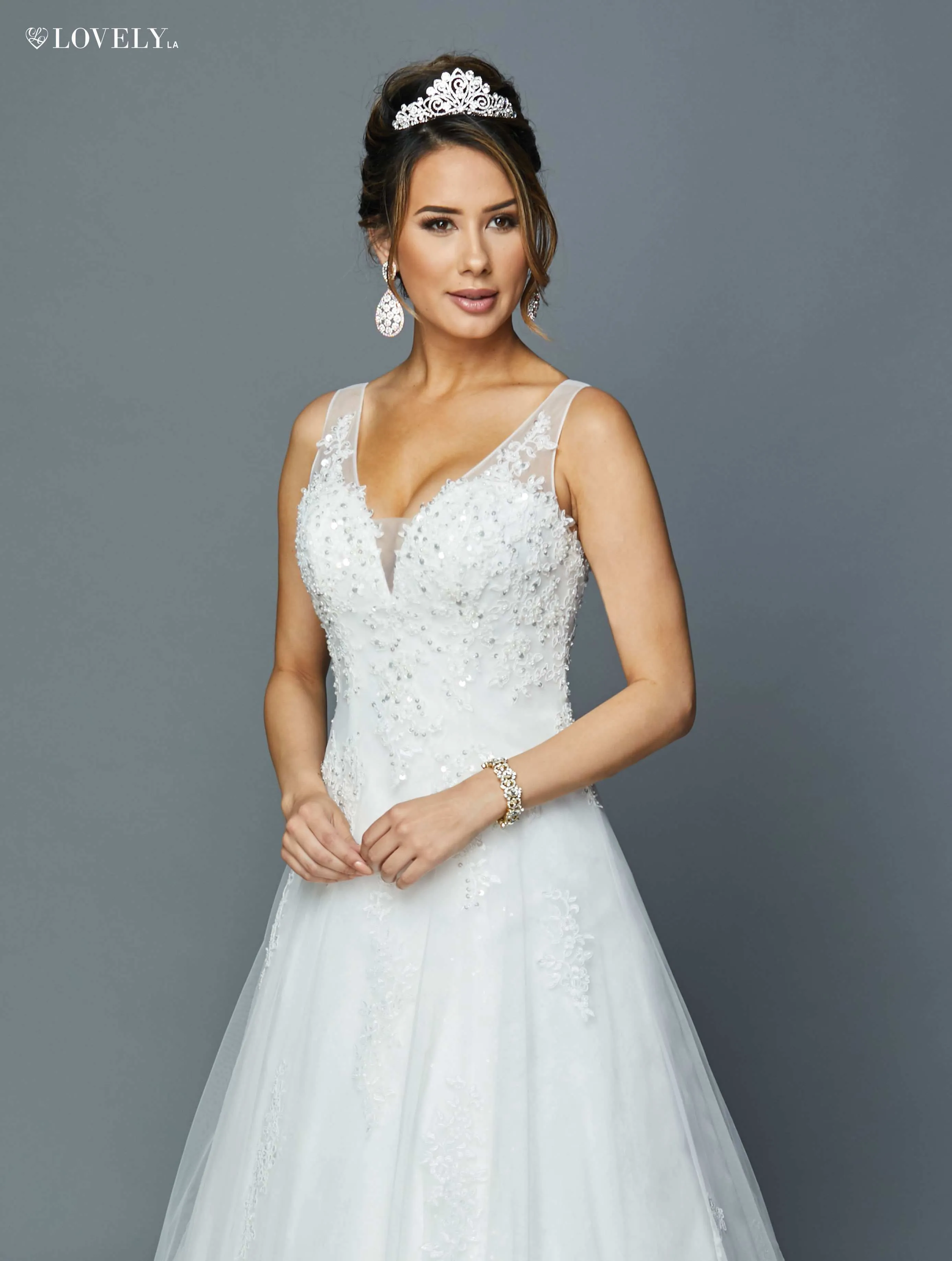 DeKlaire Bridal 399 A-Line Appliqued Long Wedding Dress