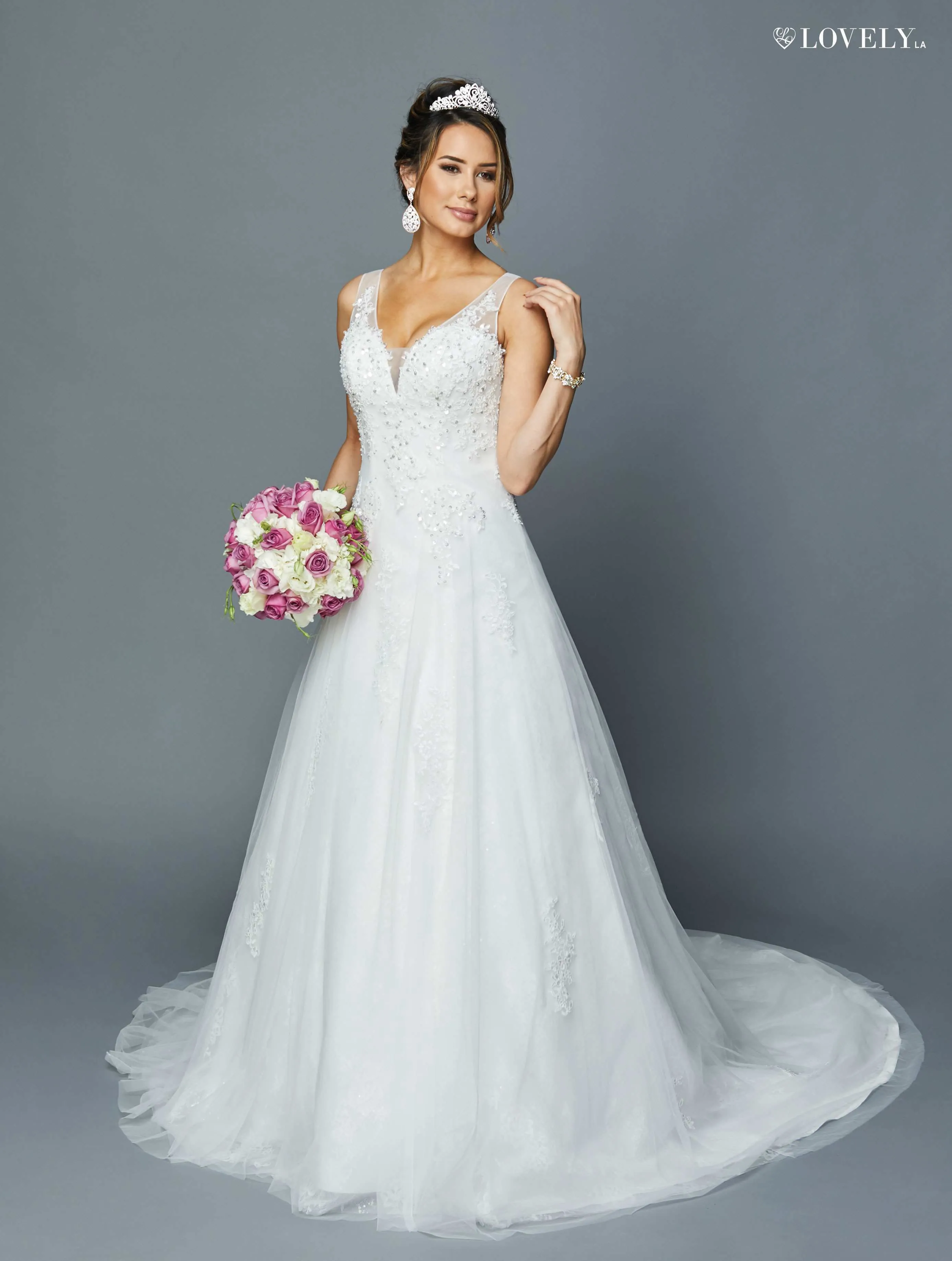 DeKlaire Bridal 399 A-Line Appliqued Long Wedding Dress