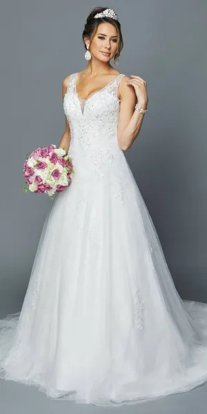 DeKlaire Bridal 399 A-Line Appliqued Long Wedding Dress