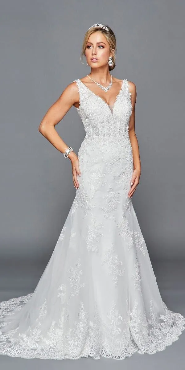Deklaire Bridal 439 Sleeveless Trumpet Wedding Gown Beaded Lace