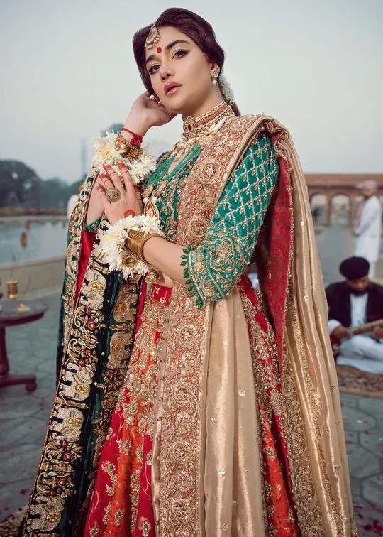 Designer Bridal Lehnga with Velvet Shawl #Y2092