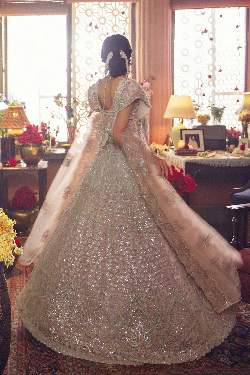 Designer Indian Bridal Wear Ivory Color Lehenga Gown