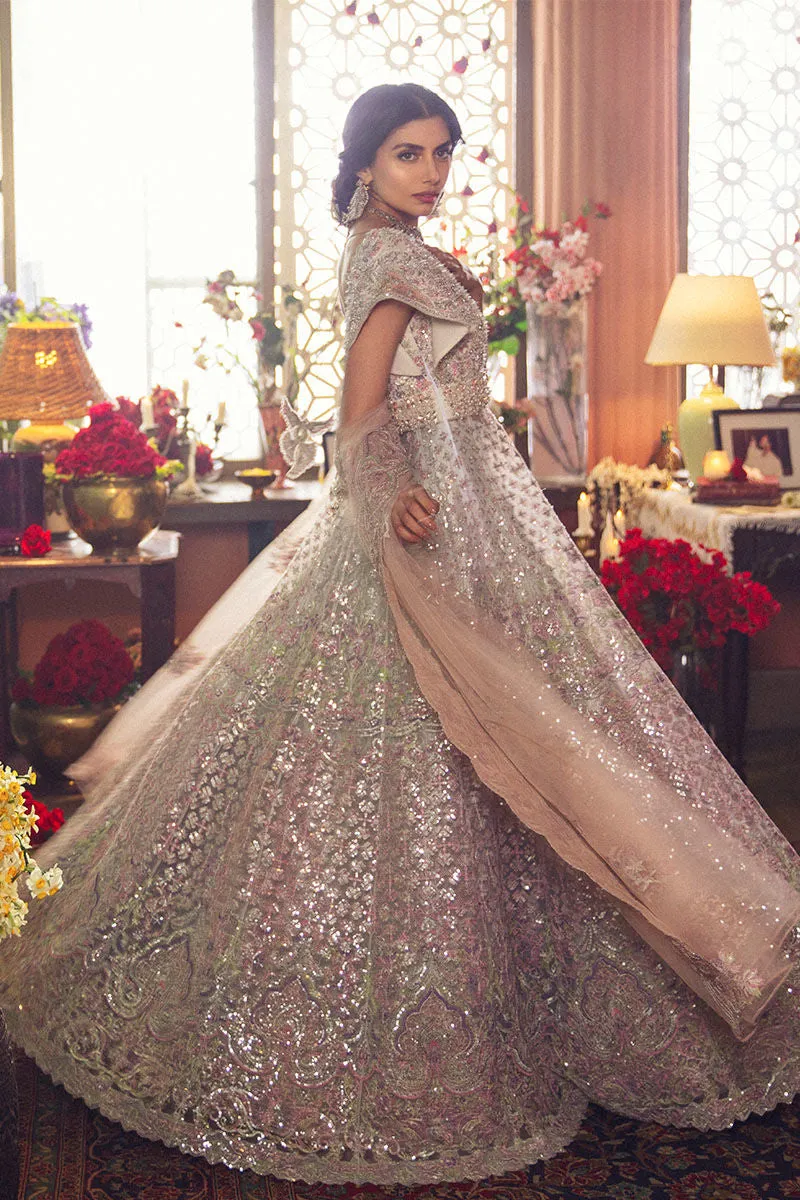 Designer Indian Bridal Wear Ivory Color Lehenga Gown