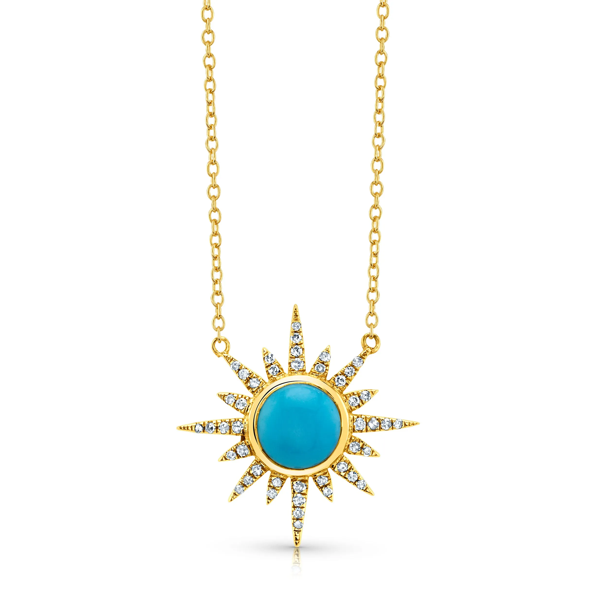 DIAMOND & TURQUOISE STAR NECKLACE, 14kt GOLD