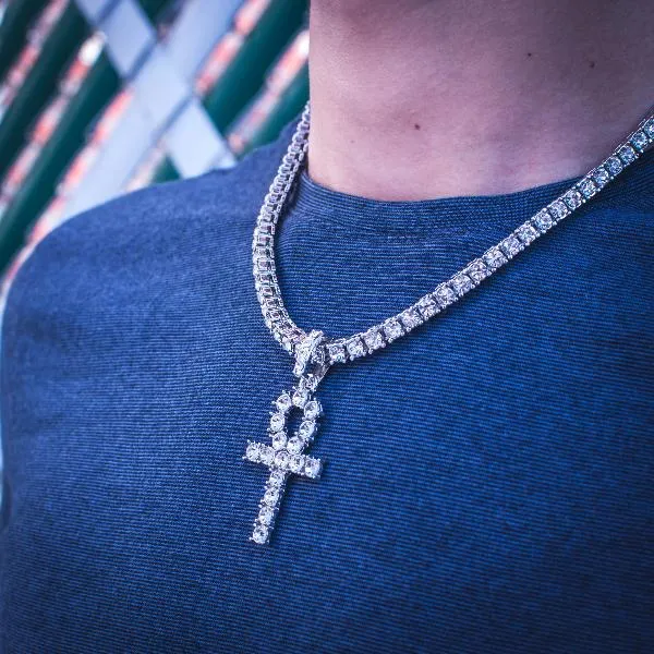Diamond Ankh Necklace w/ Tennis Chain