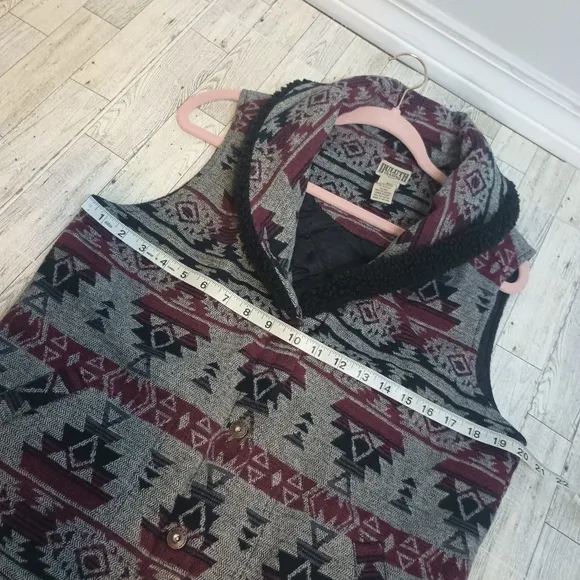 Duluth Trading Tribal Navajo Blanket Vest Southwestern Sherpa Trim Size Medium