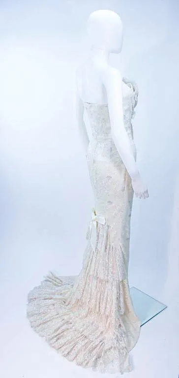 ELIZABETH MASON COUTURE "Vanilla Cloud" Lace Gown