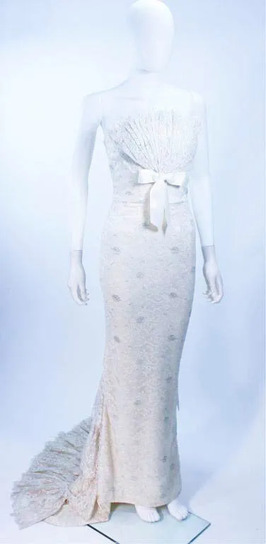 ELIZABETH MASON COUTURE "Vanilla Cloud" Lace Gown
