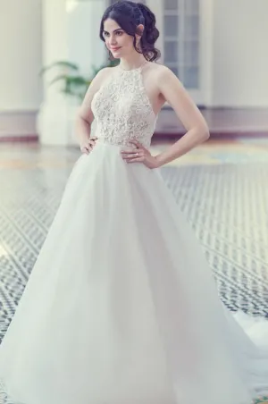 Ella Rosa Size 8 BE586 Ivory/Nude/Ivory Gown