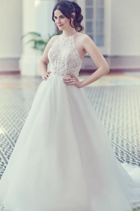 Ella Rosa Size 8 BE586 Ivory/Nude/Ivory Gown